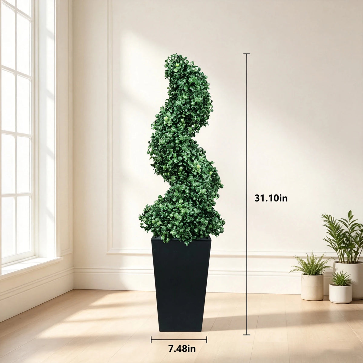 Olitree Artificial Boxwood Spiral Topiary With Planter For Home Decor