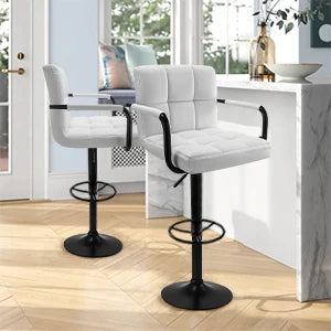 HURACAN Swivel Adjustable Bar Stools With Armrests And Footrests