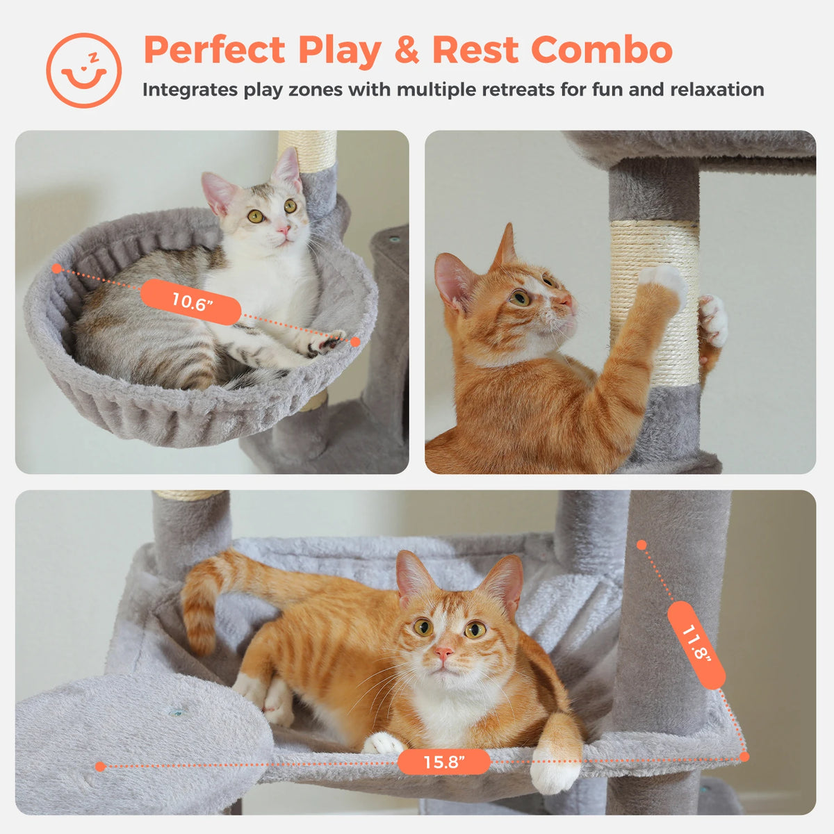 Tall Cat Tree for Indoor Cats Big Cat Tower with Super Large Hammock Cat Climbing Tree with Scratching Posts Condo House Black
