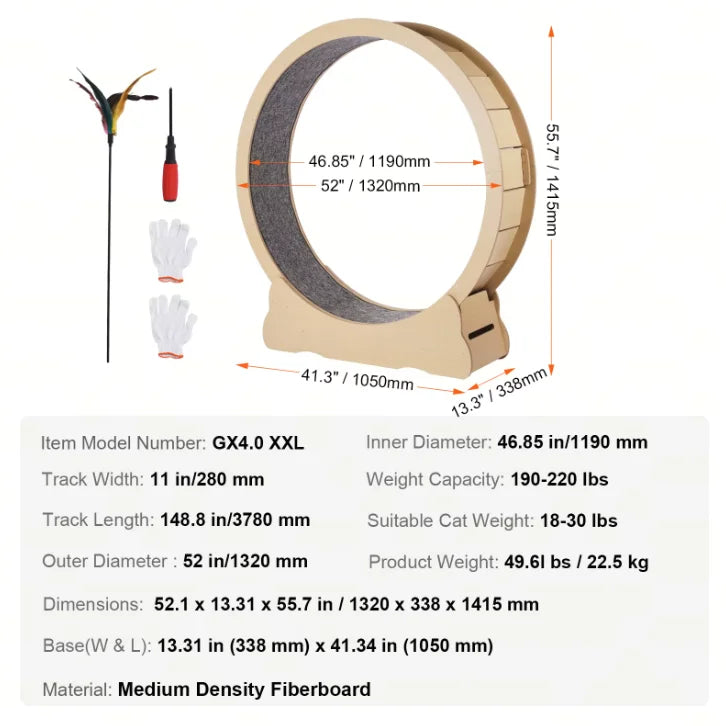 SucceBuy Wooden Cat Exercise Wheel Indoor Running Treadmill
