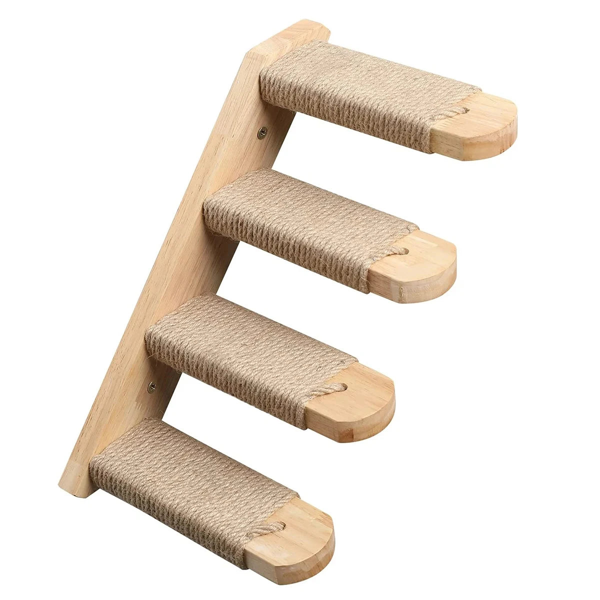 Cat Wall Mounted Solid Wooden Furniture Climbing Ladder and Cat Hammock with Scratching Post for Activity Indoor Cats Perches