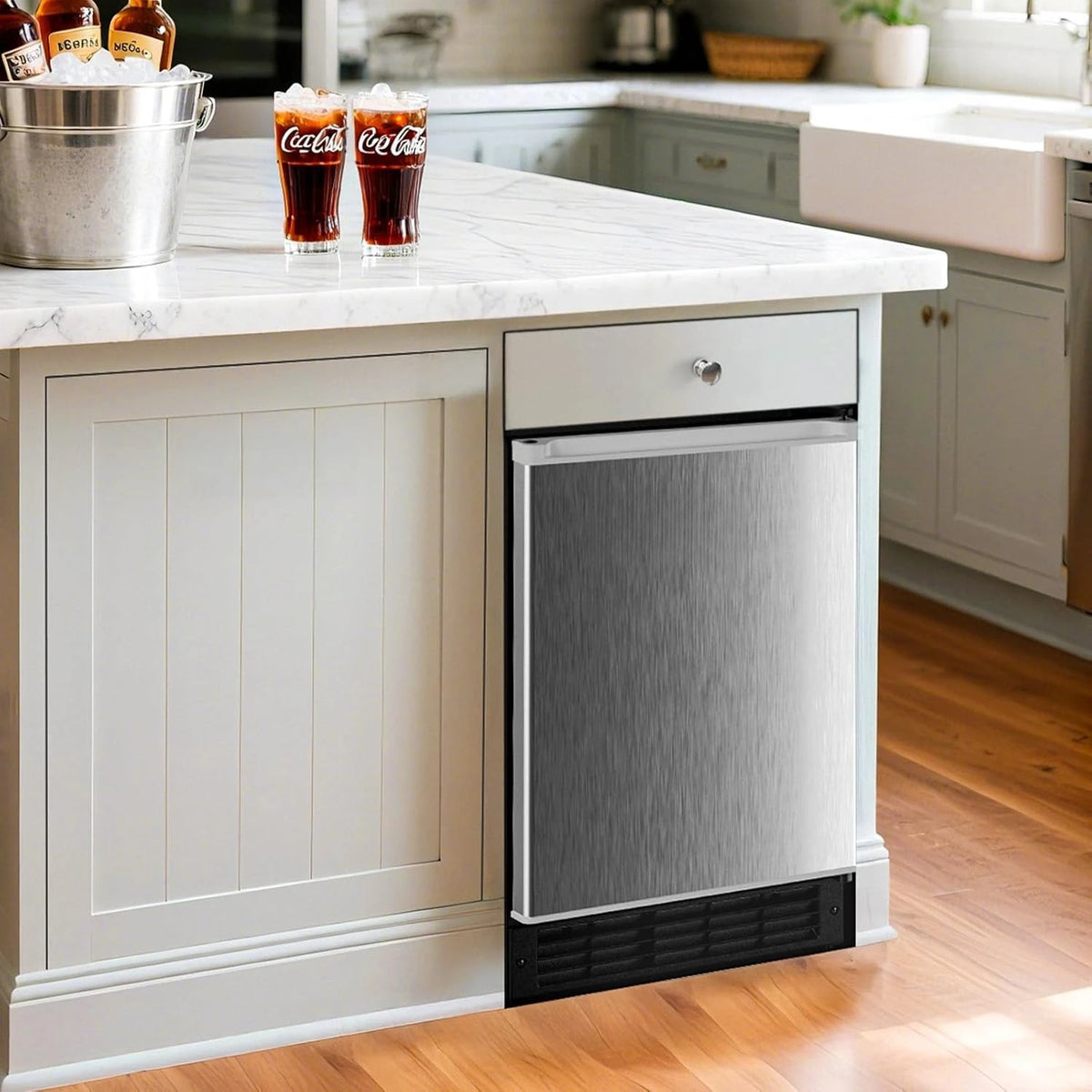 Drainless Under Counter Crescent Ice Maker With Storage Bin
