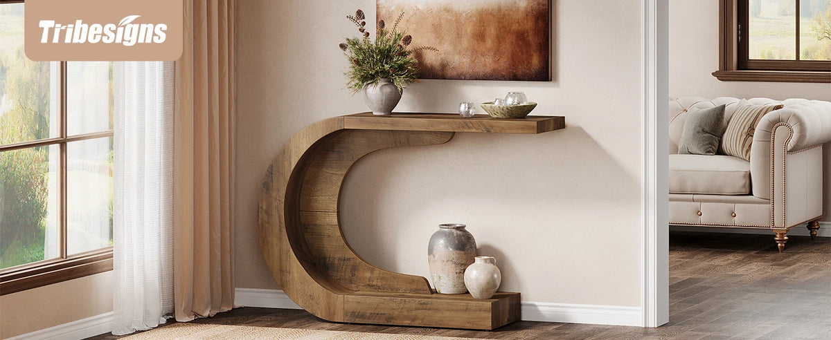 Tribesigns Mid Century Modern Wooden Console Table for Entryway