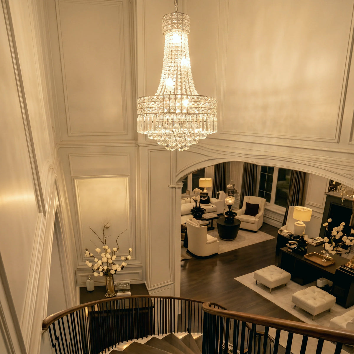 Modern Round Crystal Dimmable Chandelier For Dining Room Lighting