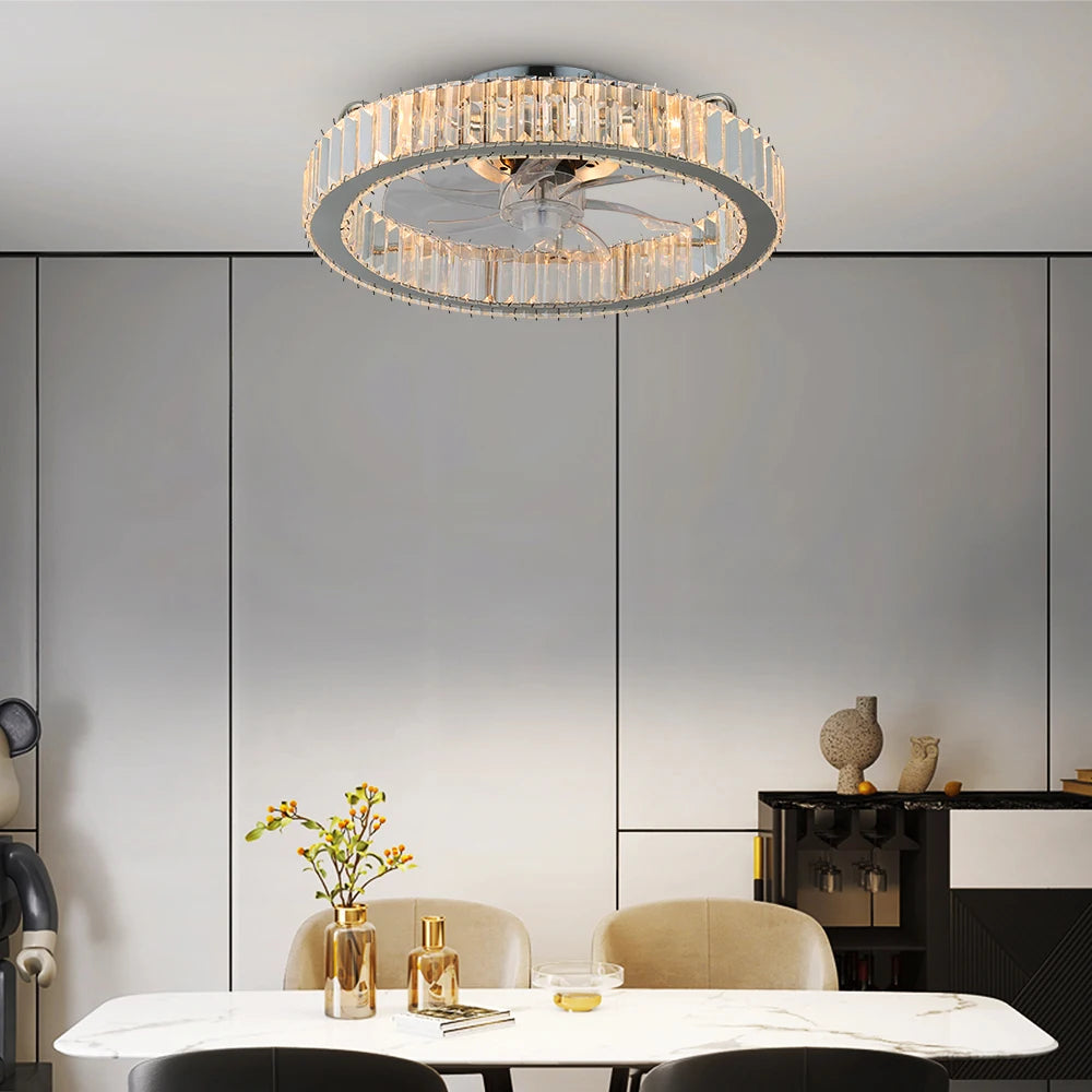 GreeLustr Led Ceiling Fan Lamp With Remote Control Living Room Lighting Crystal Chandeliers Decoration Home Luxury Hanging Light