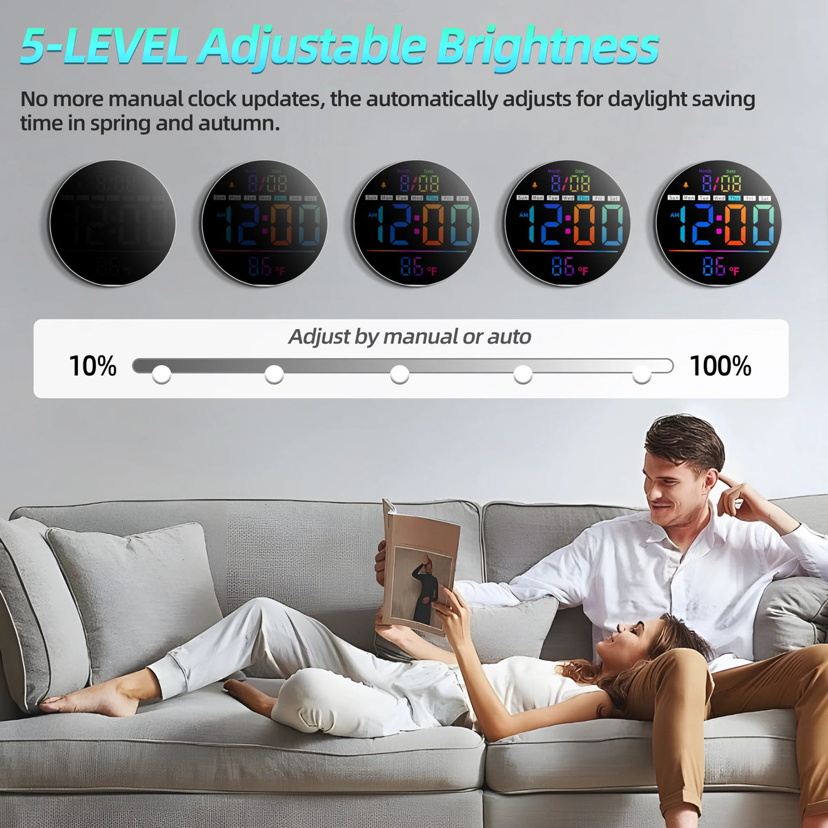 LED Wall Clock With Timer, Temperature, Date And Alarm