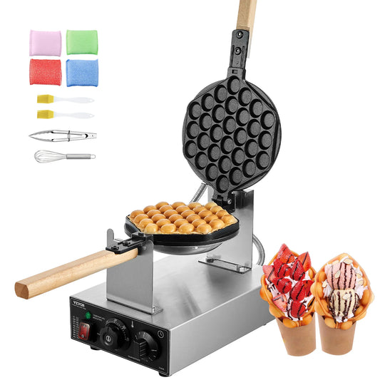 SucceBuy Commercial Bubble Waffle Maker With Nonstick Rotatable Plates