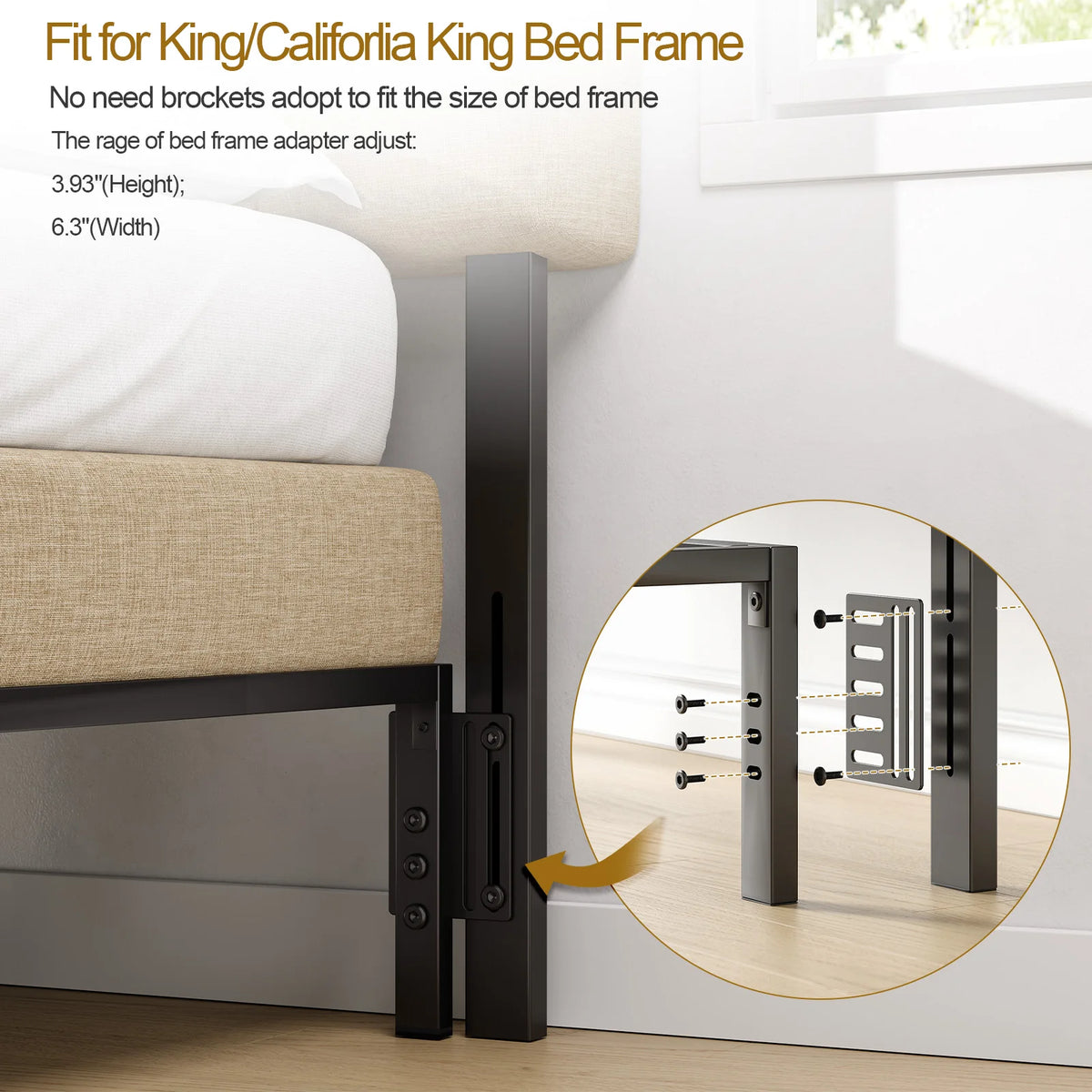 Adjustable Headboard for Full King Size Bed Frame,Linen Fabric Bed Headboard Storage & RGB LED Light in Vertical Channel Design