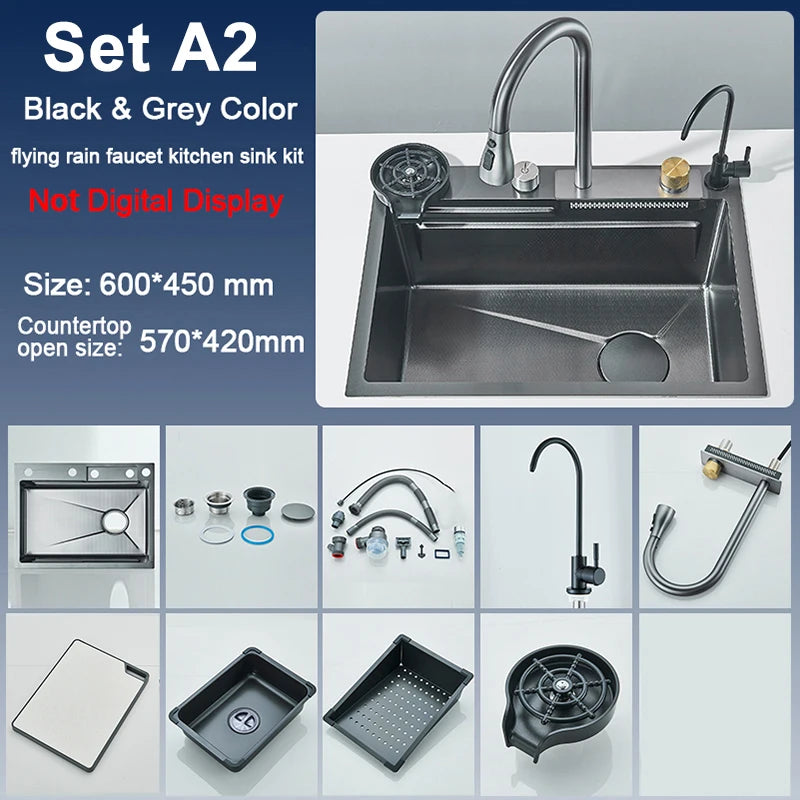 Rozin 304 Stainless Steel Kitchen Sink With Pull Out Faucet