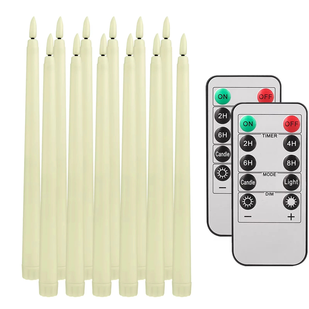 LED Flameless Taper Candles With Remote Flickering Battery Operated