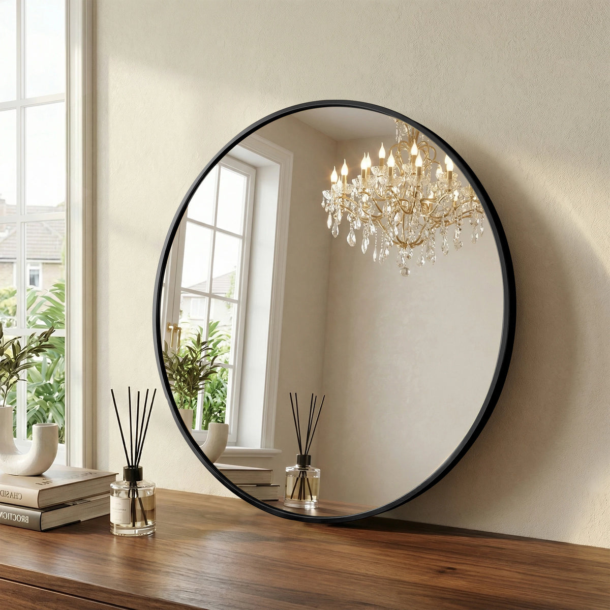 JHK Round Wall Mirror With Crystal Clear Distortion Free Reflection