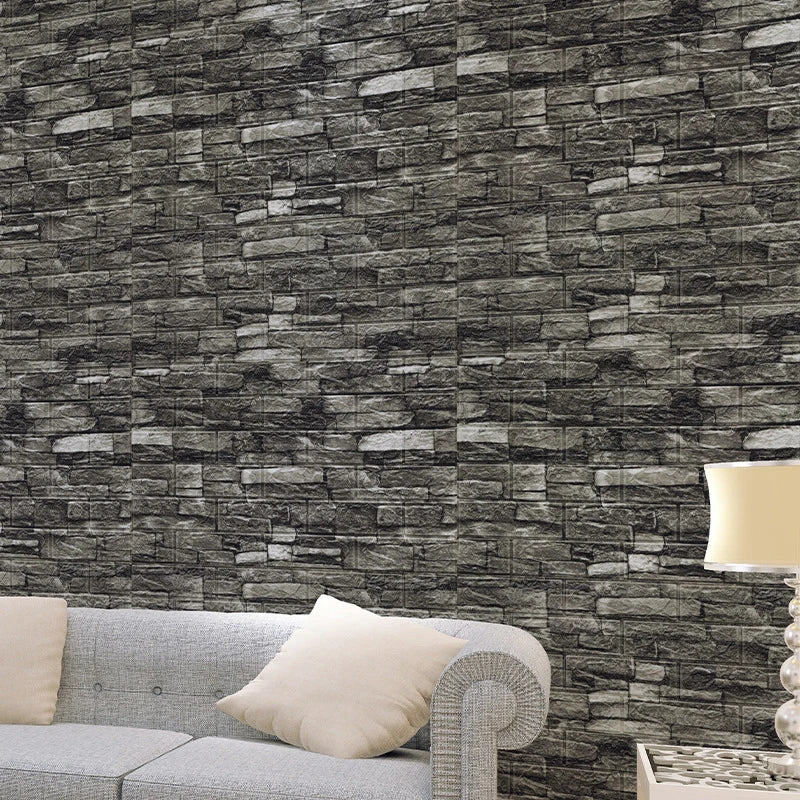 10Pcs 3D Brick Wall Stickers DIY Self Adhensive Decor Foam Waterproof Wall Covering Wallpaper for TV Background Kids Living Room