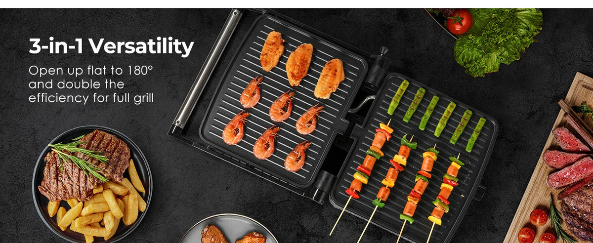 OSTBA Panini Press Grill With Adjustable Temperature And Drip Tray