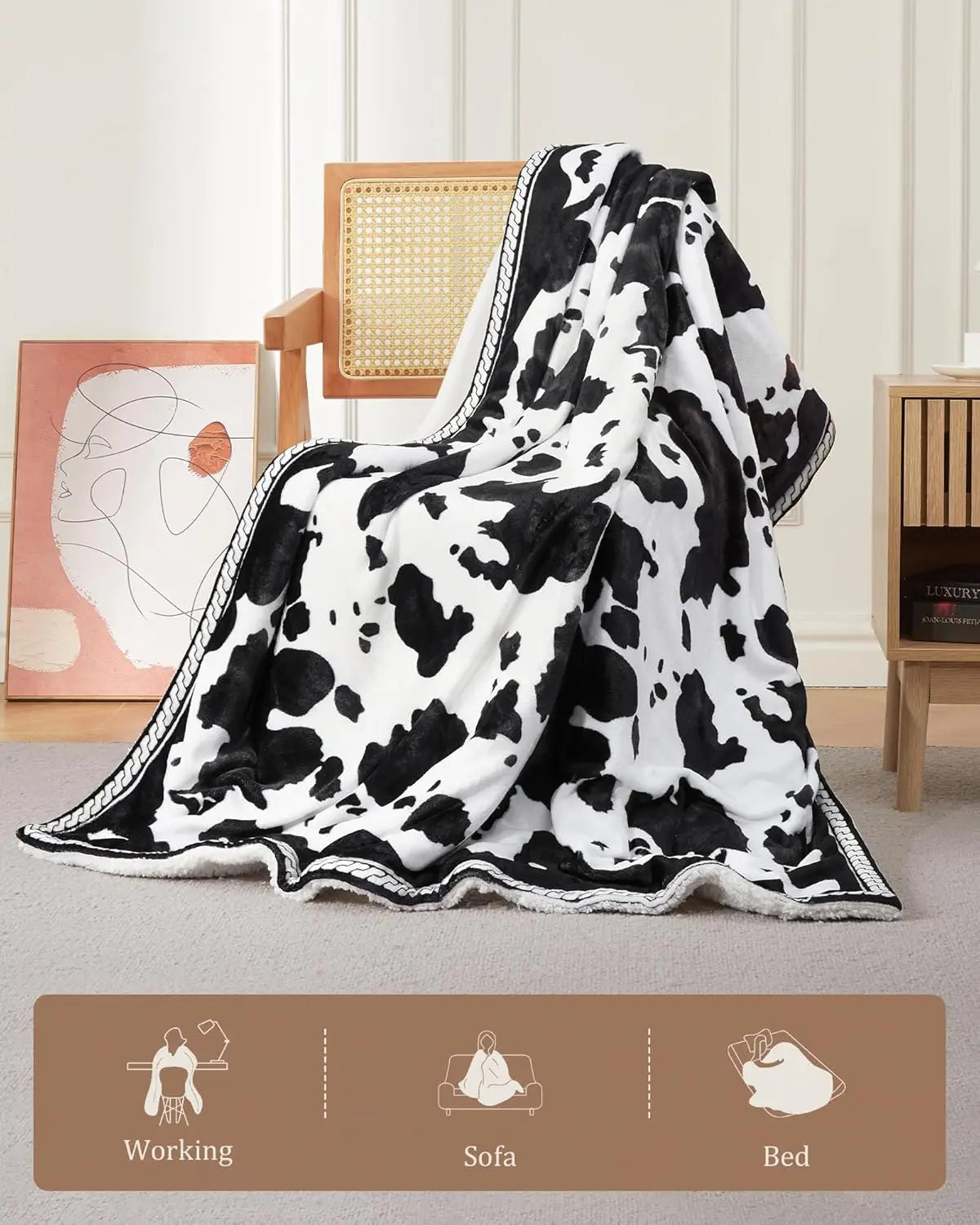 HiMISS Cow Print Heated Electric Blanket With LCD Controller