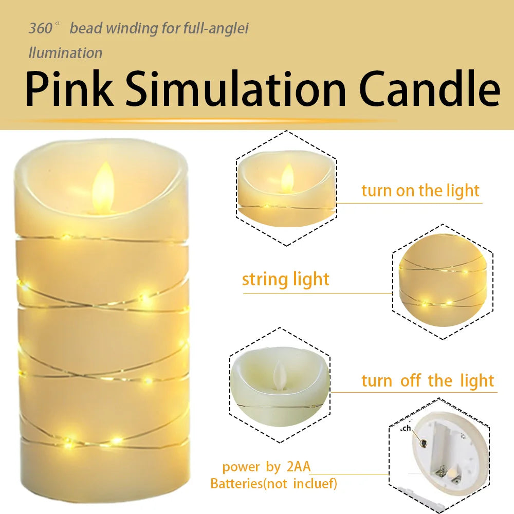 Realistic Flameless LED Pillar Candles With Remote Control And Timer