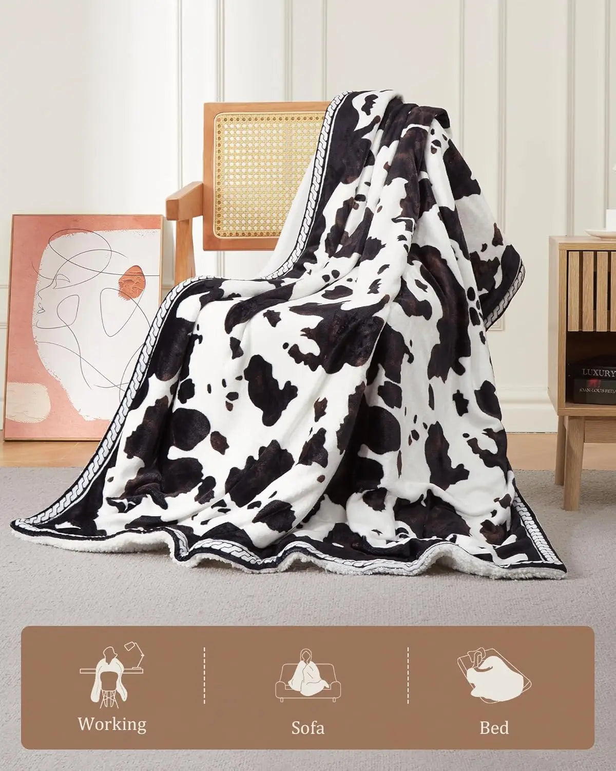 HiMISS Cow Print Heated Electric Blanket With LCD Controller