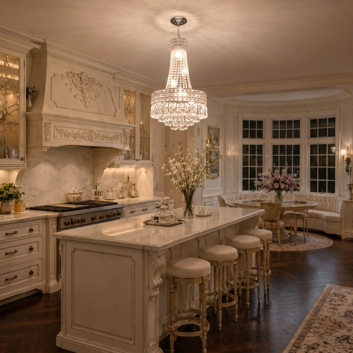 Modern Round Crystal Dimmable Chandelier For Dining Room Lighting