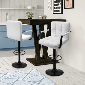 HURACAN Swivel Adjustable Bar Stools With Armrests And Footrests