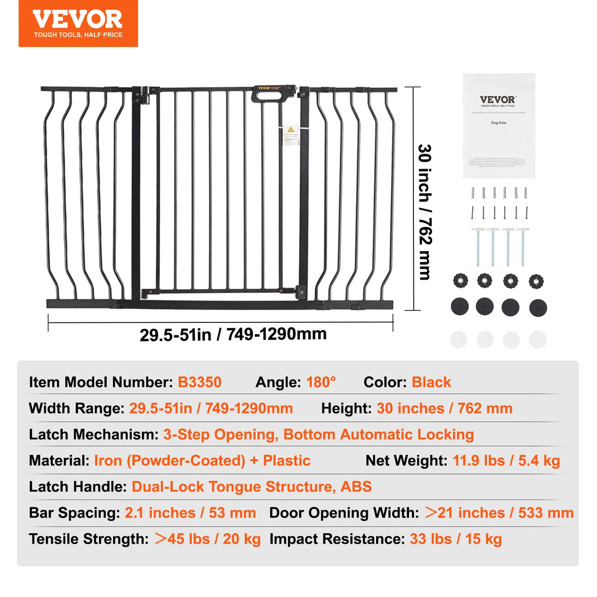 SucceBuy Secure Pressure Mount Walk Through Baby And Dog Gate