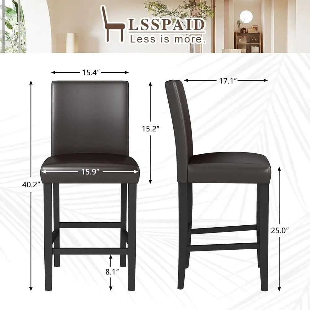 Set Of Four Counter Height Bar Stools With Upholstered Backrests