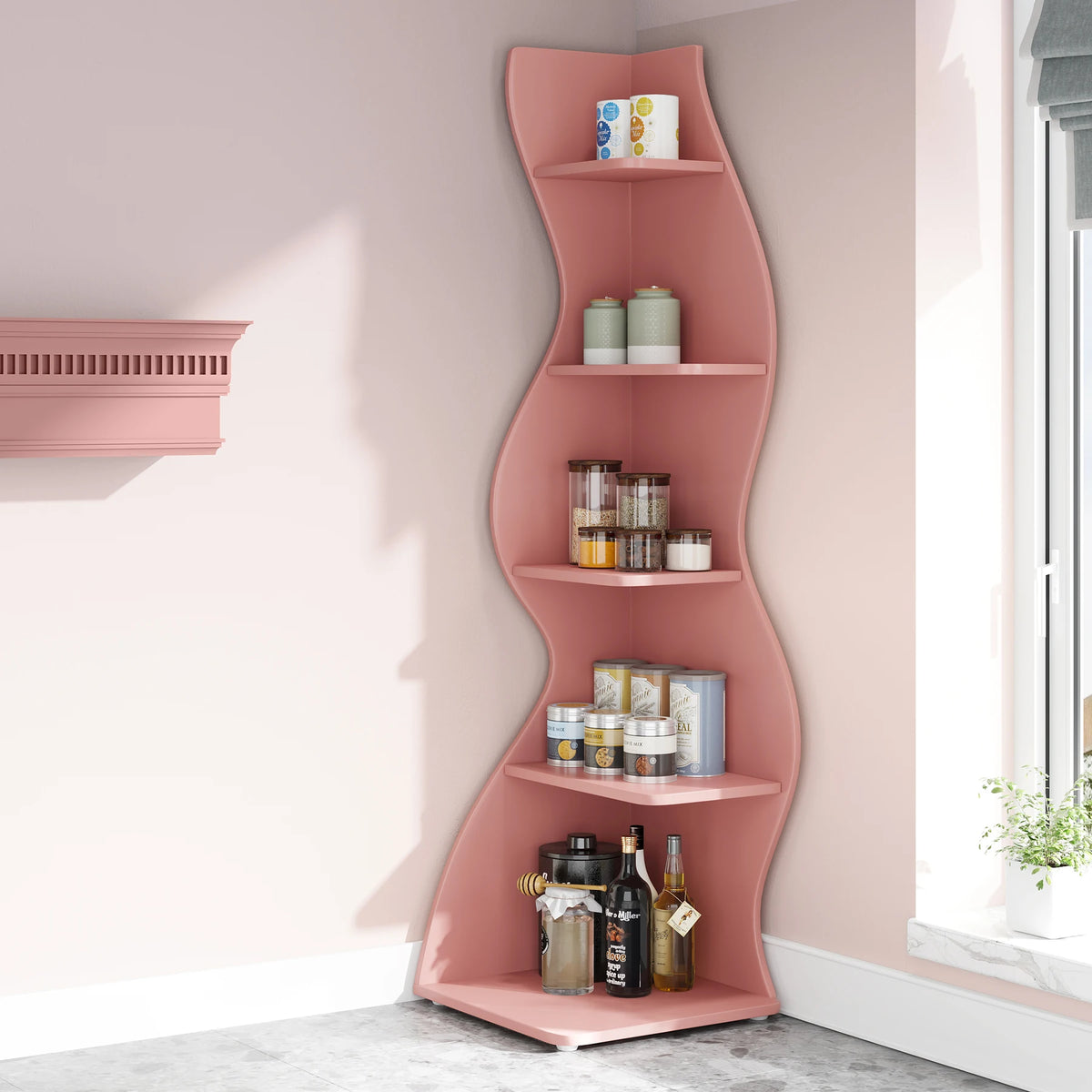 Tribesigns Modern Corner Shelf Bookcase Storage Rack