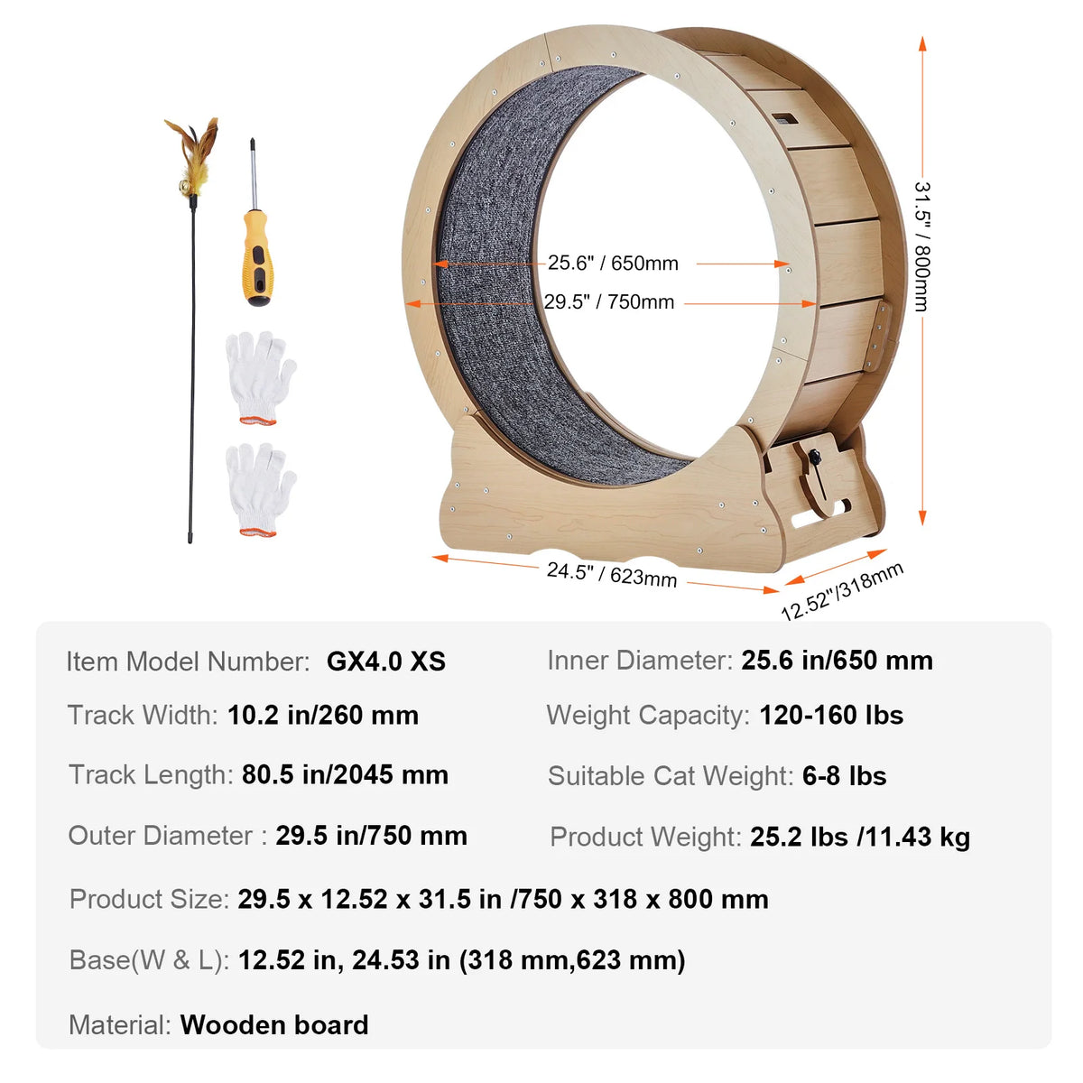 SucceBuy Wooden Cat Exercise Wheel Indoor Running Treadmill