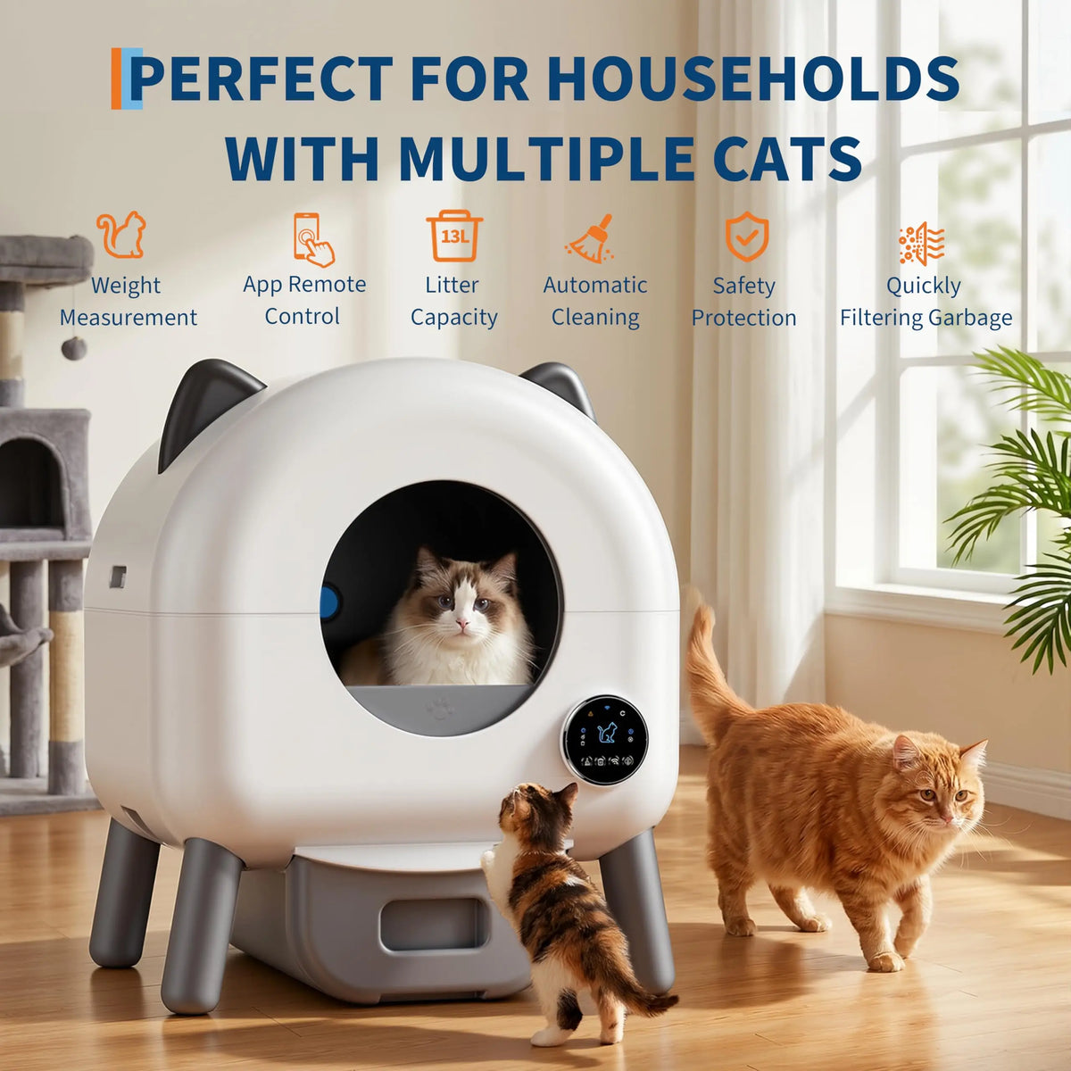 HiMISS Automatic Self Cleaning Cat Litter Box With Smart App Control