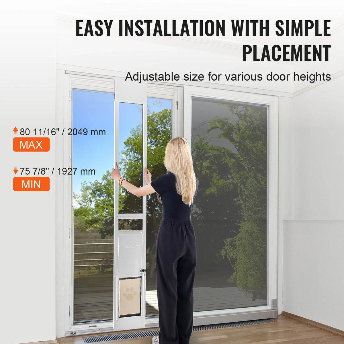 VEVOR Adjustable Sliding Glass Door Pet Door With Aluminum Frame