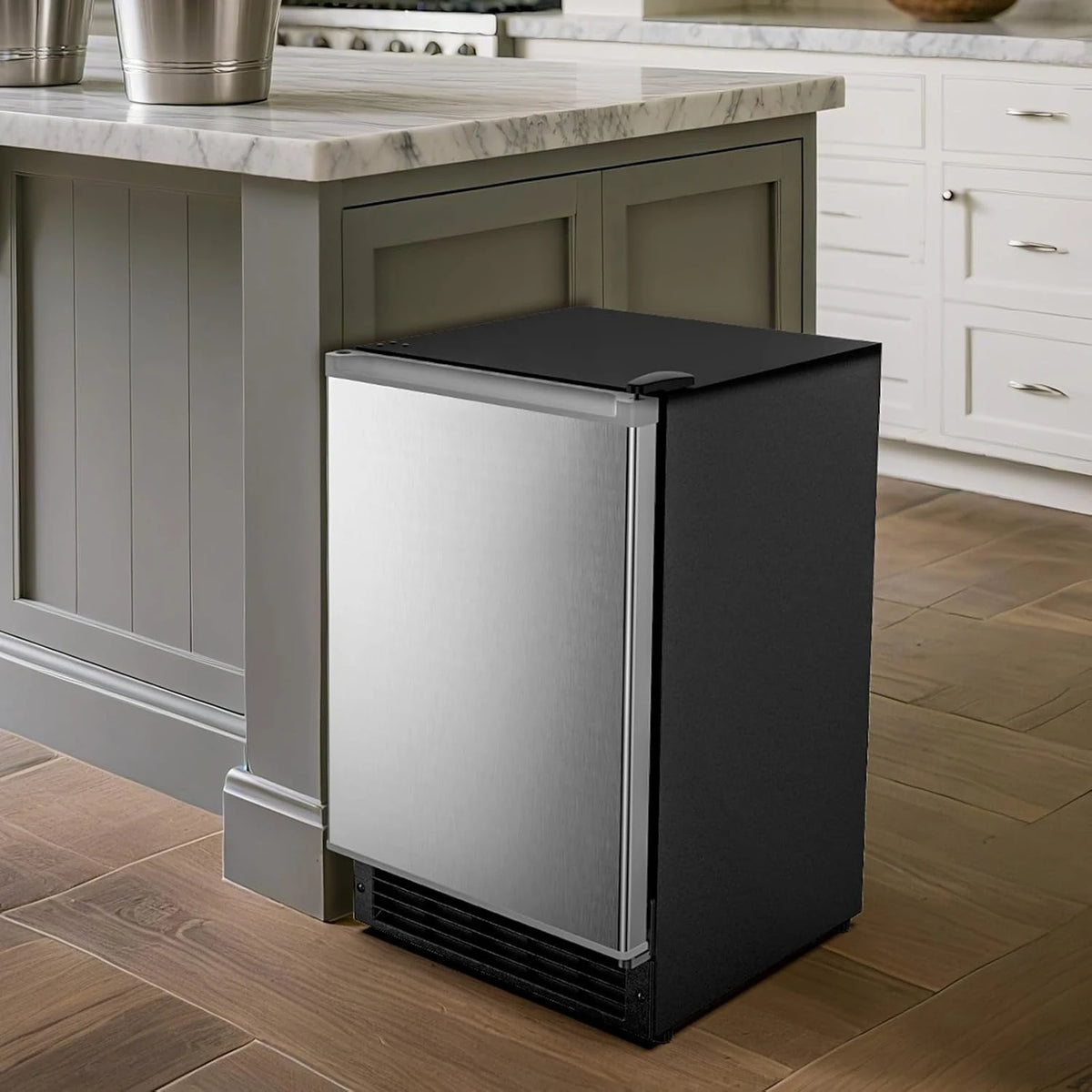Drainless Under Counter Crescent Ice Maker With Storage Bin