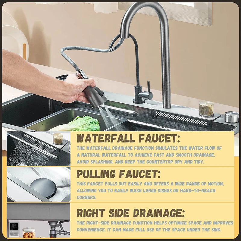 Rozin 304 Stainless Steel Kitchen Sink With Pull Out Faucet