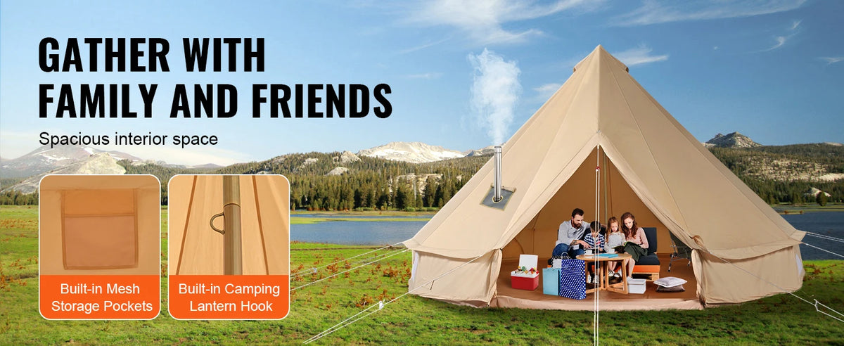 SucceBuy Canvas Bell Tent For Outdoor Camping With Breathable Fabric