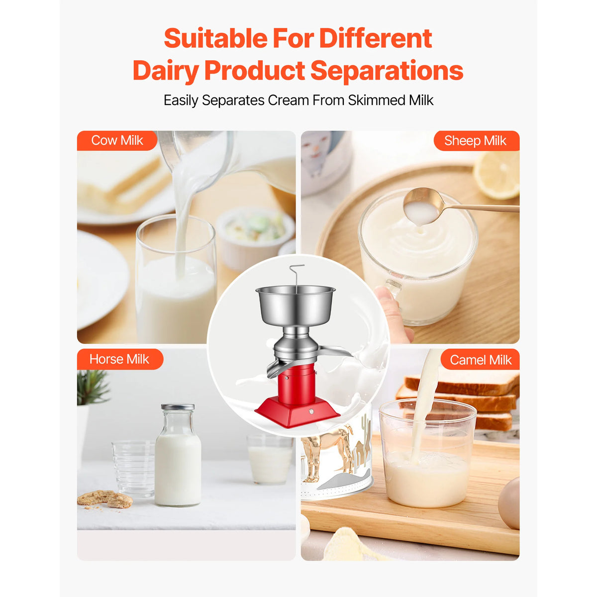 SucceBuy Electric Milk Cream Separator Machine Stainless Steel