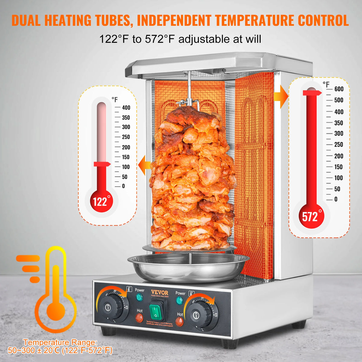 SucceBuy Shawarma Grill Machine 13lb Chicken Shawarma Cooker Machine Electric Vertical Broiler Gyro Rotisserie Oven Doner Kebab