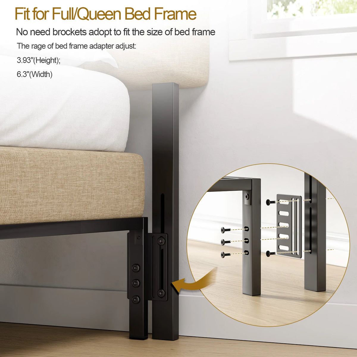 Adjustable Headboard for Full King Size Bed Frame,Linen Fabric Bed Headboard Storage & RGB LED Light in Vertical Channel Design