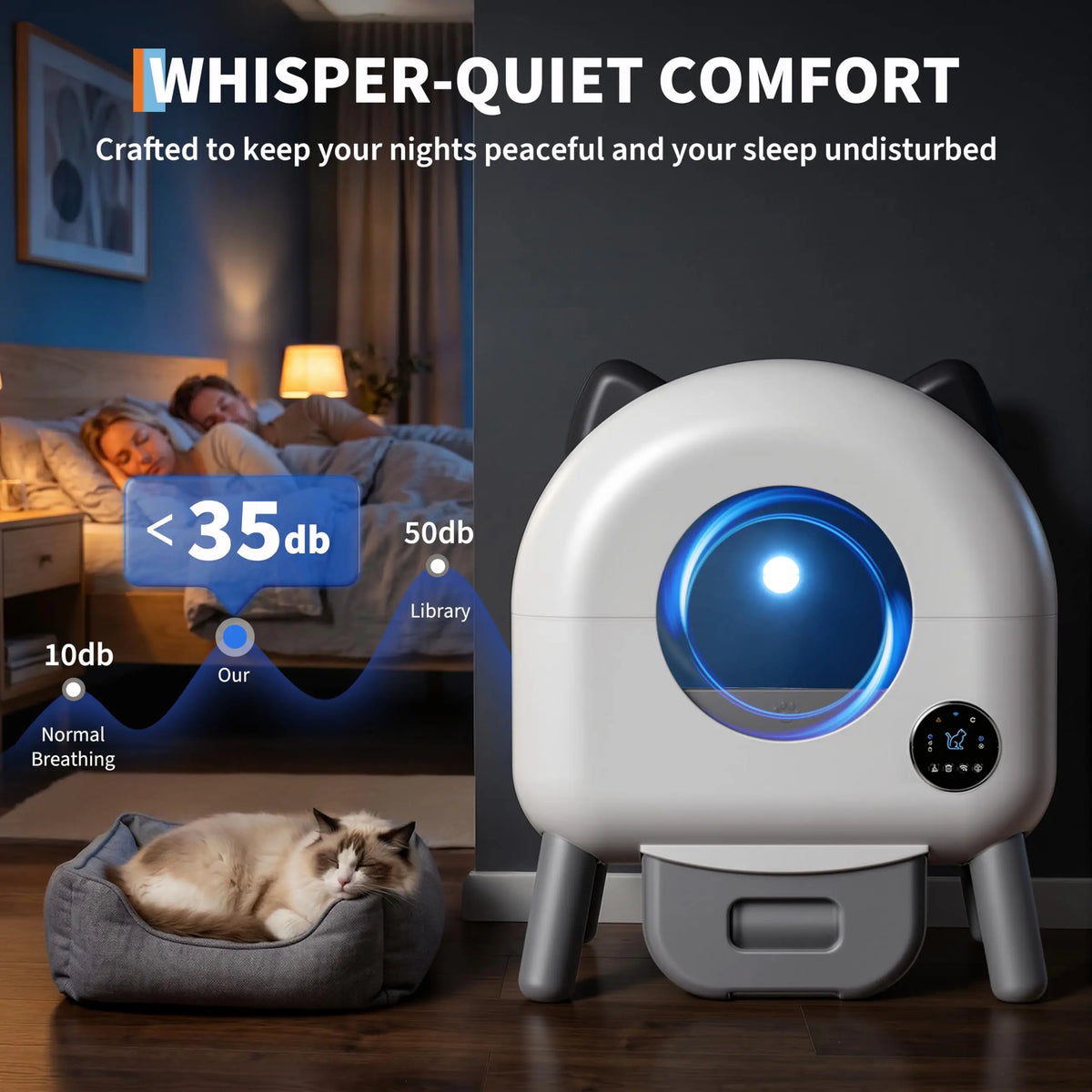 HiMISS Automatic Self Cleaning Cat Litter Box With Smart App Control