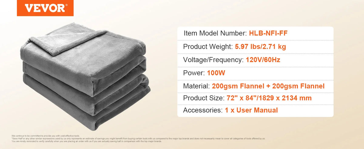 SucceBuy Electric Heated Blanket With Sherpa Flannel And Timer