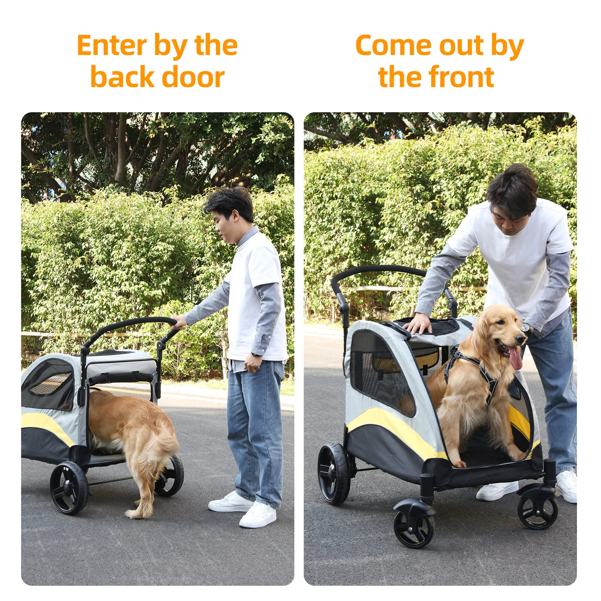 Foldable Breathable Four Wheel Pet Stroller For Travel Dogs