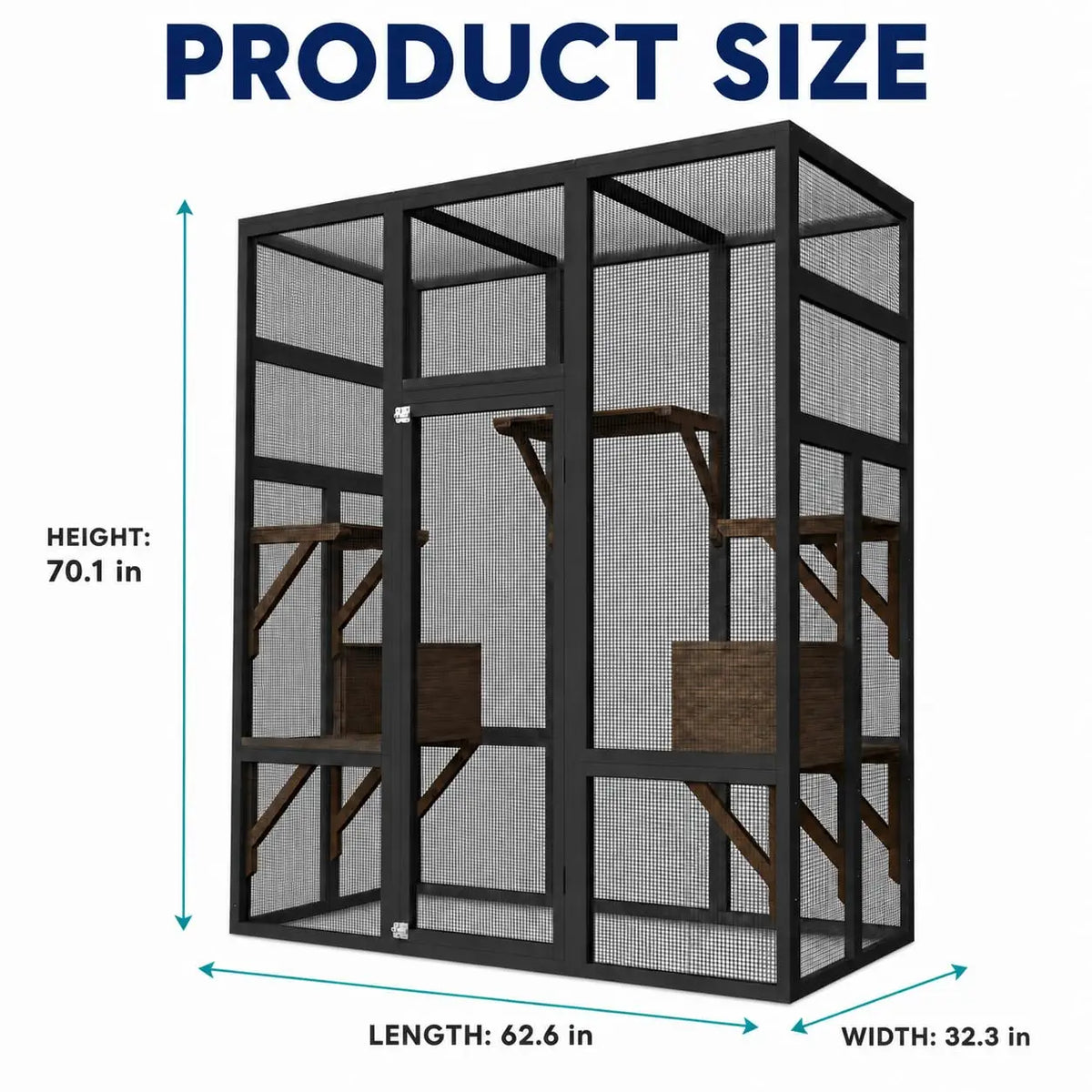HiMISS Outdoor Wooden Catio Enclosure With Platforms And Rest Boxes
