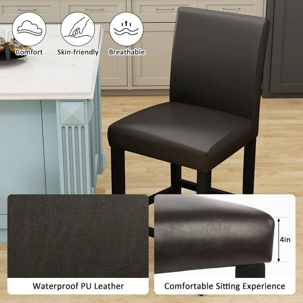 Set Of Four Counter Height Bar Stools With Upholstered Backrests