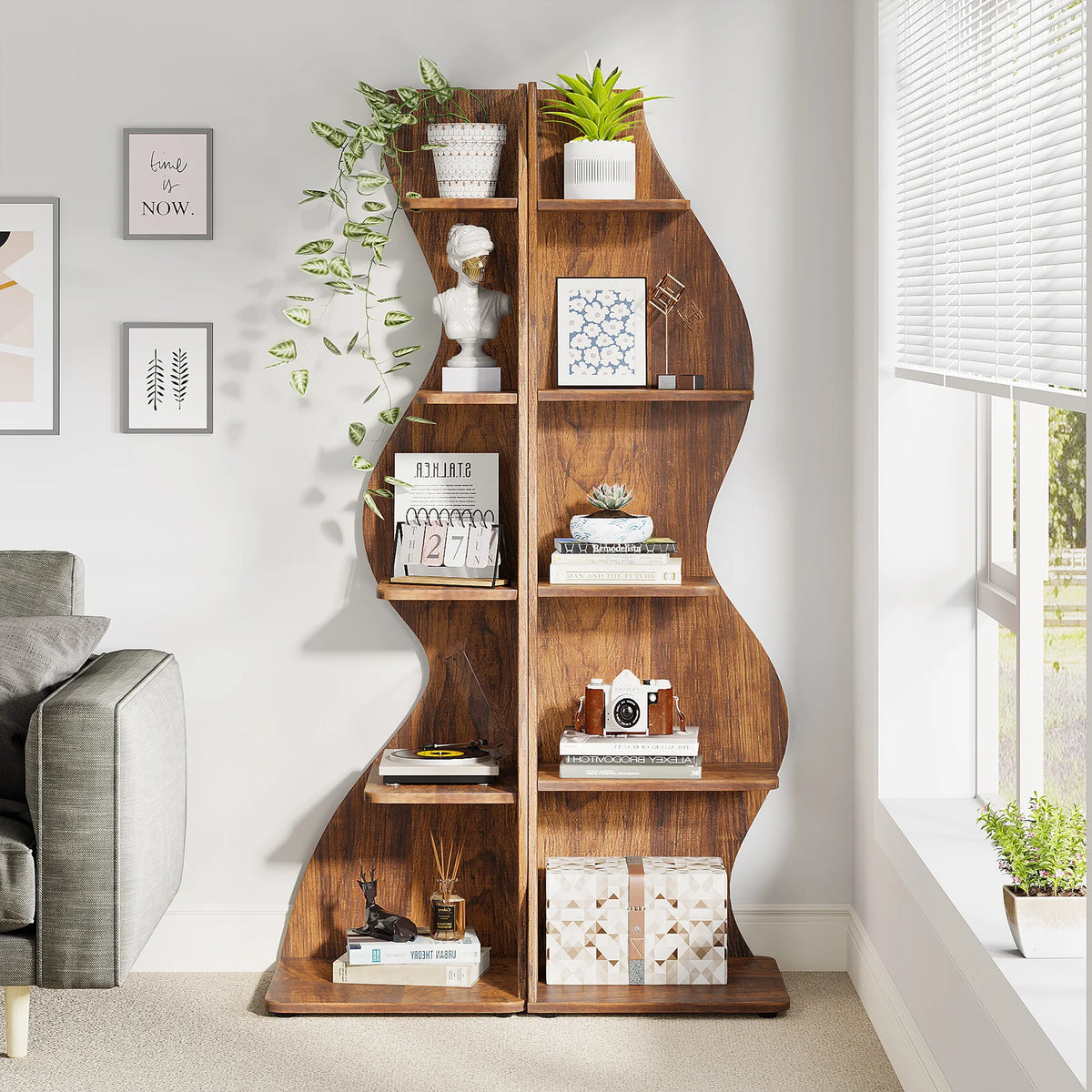 Tribesigns Modern Corner Shelf Bookcase Storage Rack