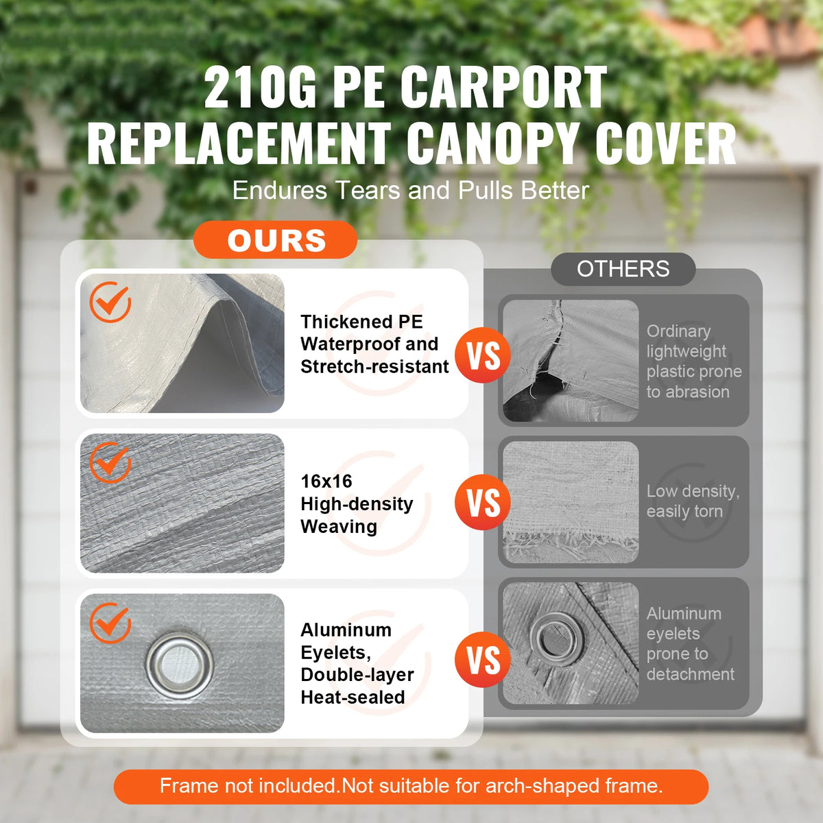 SucceBuy Carport Replacement Canopy Cover Waterproof UV Protected Shelter