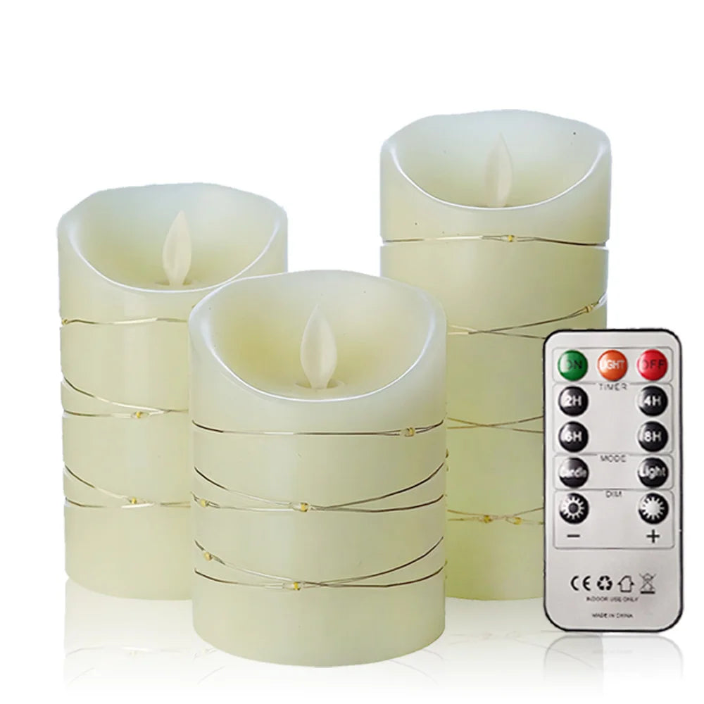 Realistic Flameless LED Pillar Candles With Remote Control And Timer