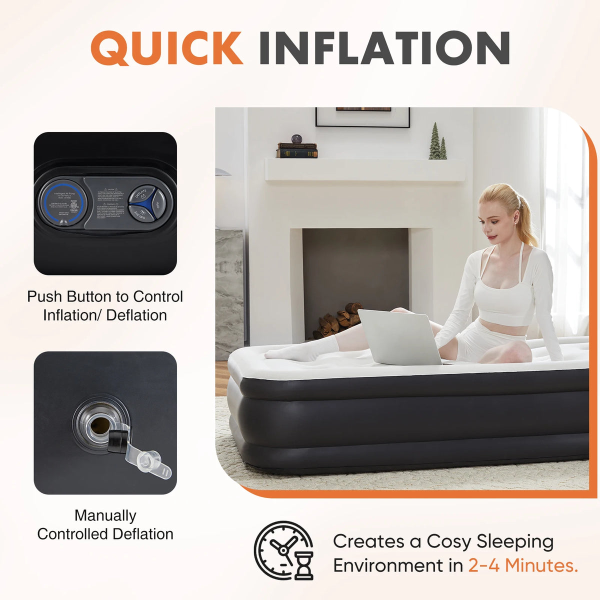 MCQ Inflatable Air Mattress With Built In Pump For Camping