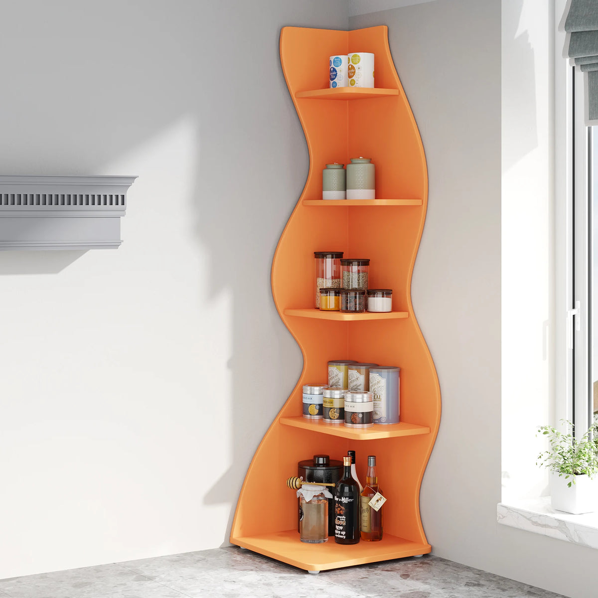 Tribesigns Modern Corner Shelf Bookcase Storage Rack