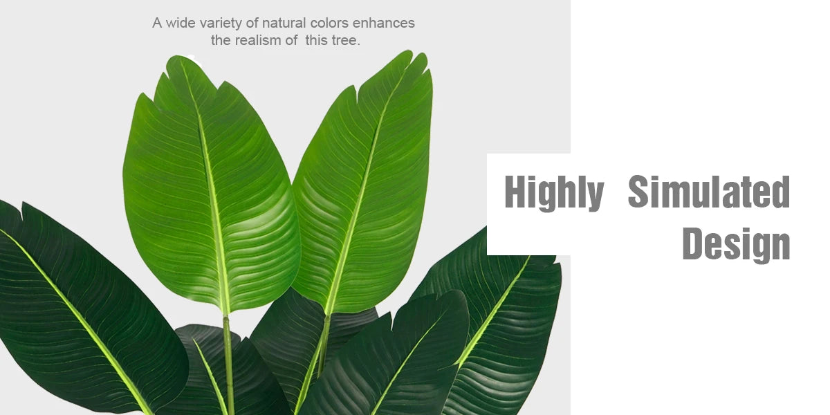 125cm Bird of Paradise Artificial Plant 5FT - Faux Tropical Palm Tree with White Tall Planter - Fake Floor Plant Potted - Artificial Silk Tree for Home Office Living Room Decor Indoor