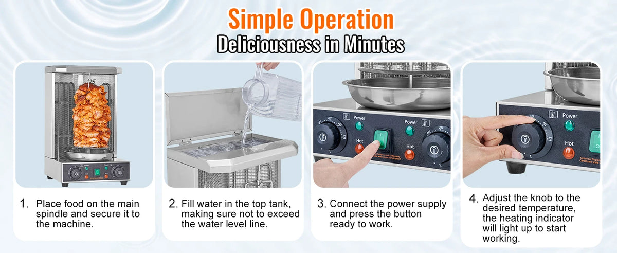 SucceBuy Shawarma Grill Machine 13lb Chicken Shawarma Cooker Machine Electric Vertical Broiler Gyro Rotisserie Oven Doner Kebab