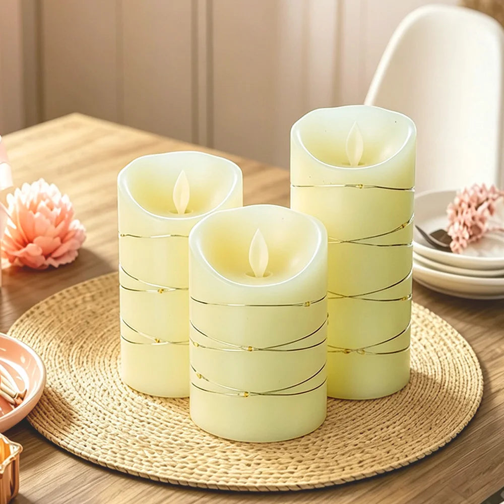 Realistic Flameless LED Pillar Candles With Remote Control And Timer