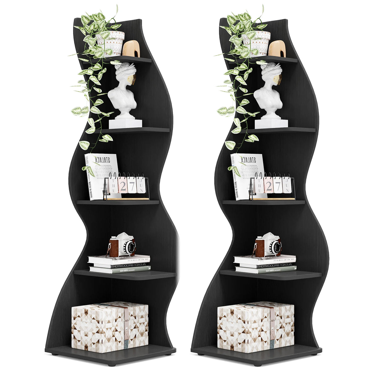 Tribesigns Modern Corner Shelf Bookcase Storage Rack