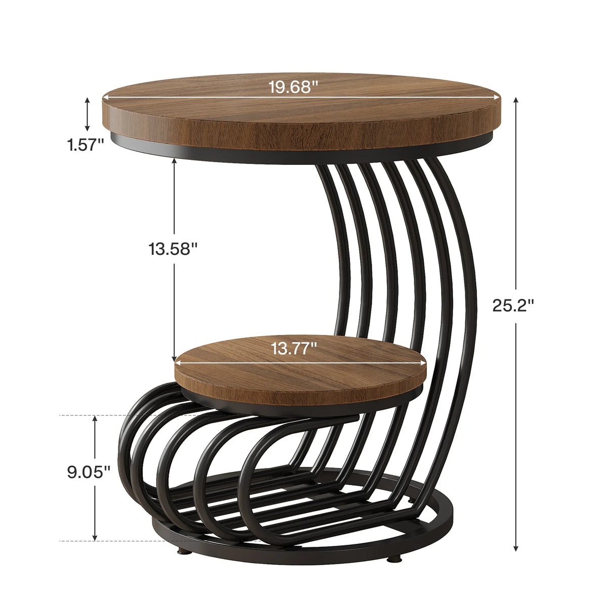 Tribesigns Modern Round End Table With Faux Marble Storage Shelf