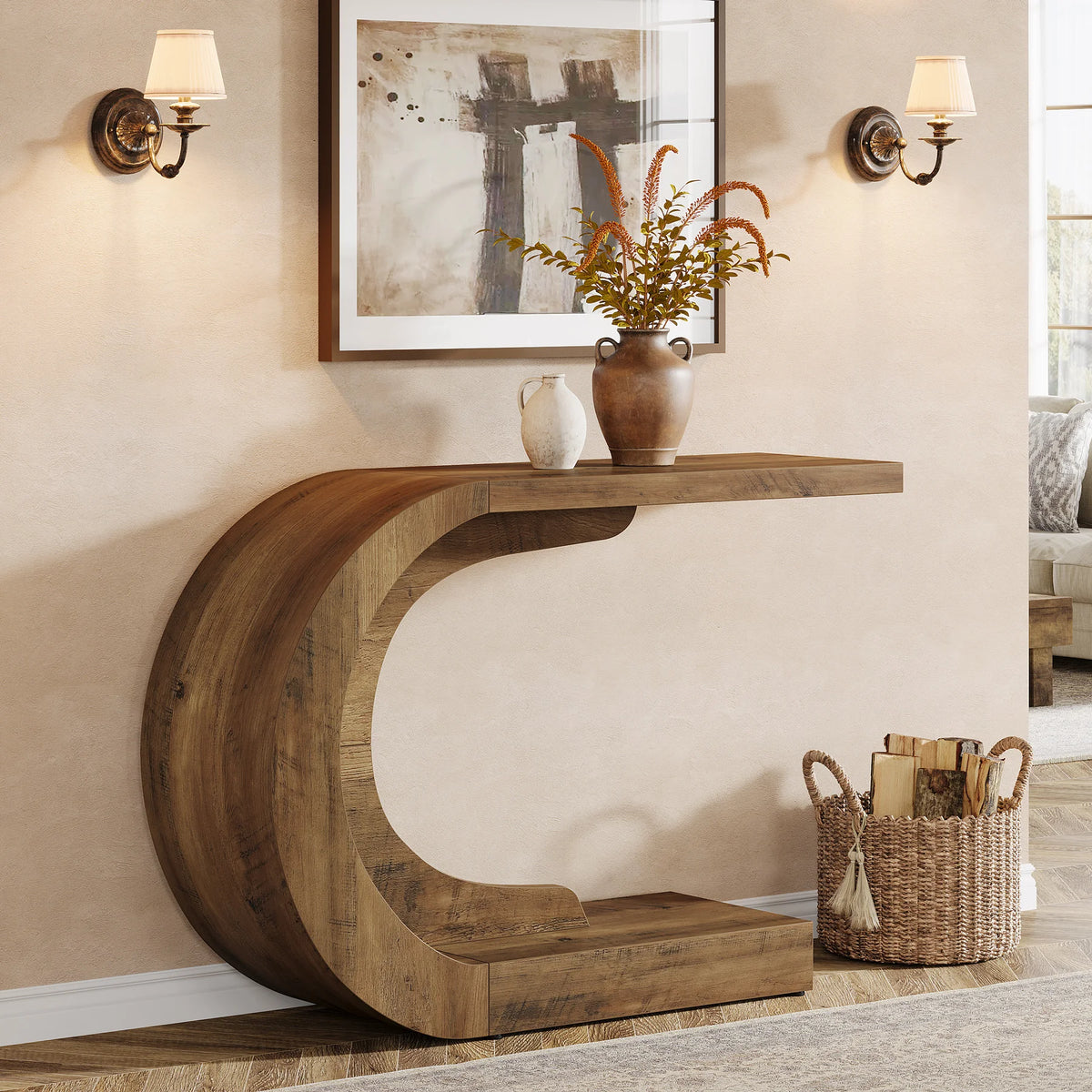 Tribesigns Mid Century Modern Wooden Console Table for Entryway